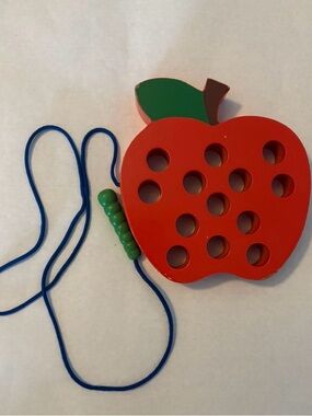 Wooden Apple Lacing Toy - Red and Green Kids Toy